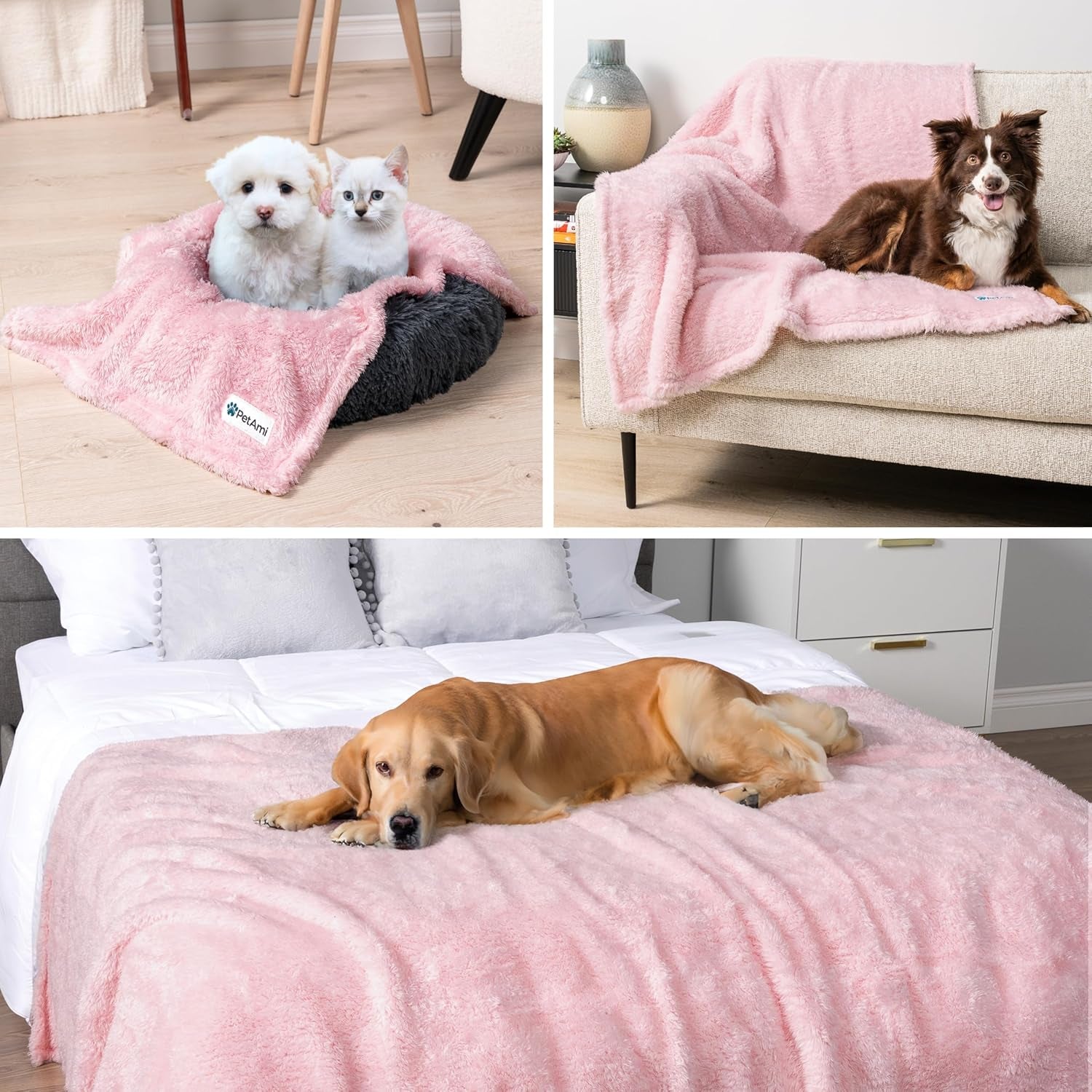 Fluffy Waterproof Dog Blanket Fleece | Soft Warm Pet Fleece Throw for Large Dogs and Cats | Fuzzy Plush Sherpa Throw Furniture Protector Sofa Couch Bed