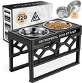 Elevated Dog Bowls, 4 Height Adjustable Stand for Medium and Large Dogs, Raised Dog Feeder Holder with 2 Stainless Steel Food and Water Bowls, Anti-Slip Base Tall Feeding Station